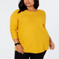 Suéter Alfani Feminino Plus com Detalhe de Botão e Canelado Amarelo Tamanho 0X