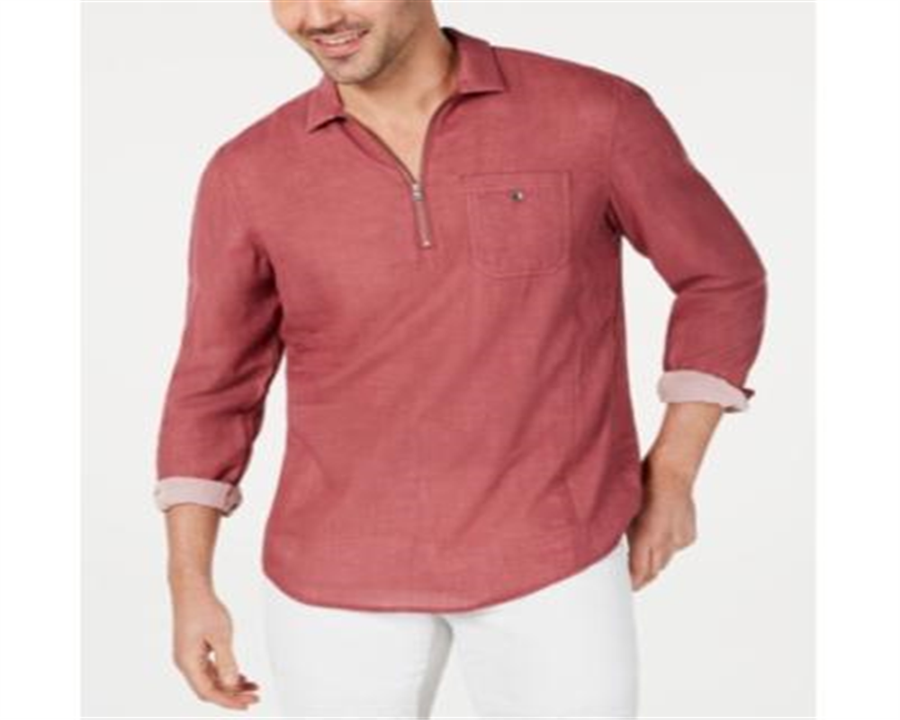 Camisa masculina com zíper Leo Quart da INC International Concepts, vermelha, tamanho XX-G