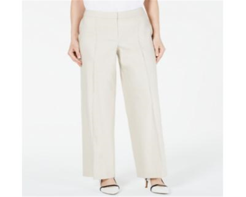 Calça de linho feminina Alfani de perna larga marrom tamanho 8 Petite