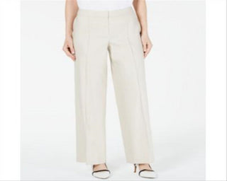 Calça de linho feminina Alfani de perna larga marrom tamanho 8 Petite