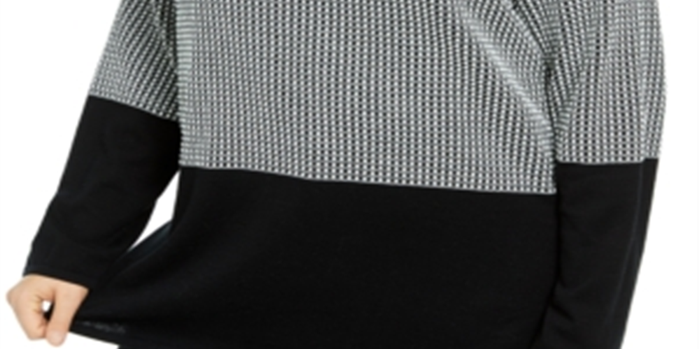 Karen Scott Suéter Feminino de Algodão Colorblock Preto Tamanho 0X