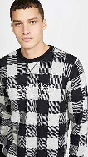 Calvin Klein Moletom Masculino Modern Cotton Buffalo Check Cinza Tamanho Médio