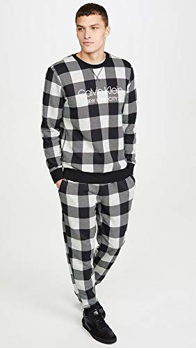 Calvin Klein Moletom Masculino Modern Cotton Buffalo Check Cinza Tamanho Médio