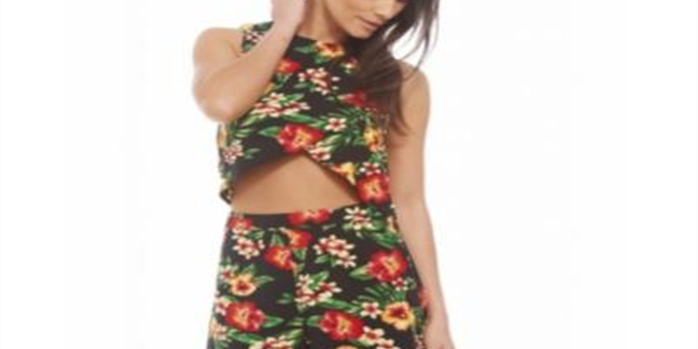 Conjunto de fósforos Ax Paris Floral Wrap preto tamanho 6