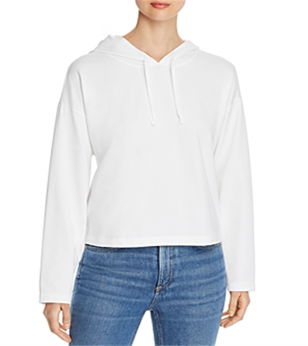 Eileen Fisher Camiseta Feminina de Algodão Orgânico Elástico com Capuz e Manga Curta, Branca, Tamanho Grande