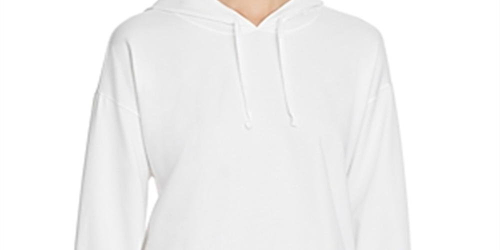 Eileen Fisher Camiseta Feminina de Algodão Orgânico Elástico com Capuz e Manga Curta, Branca, Tamanho Grande