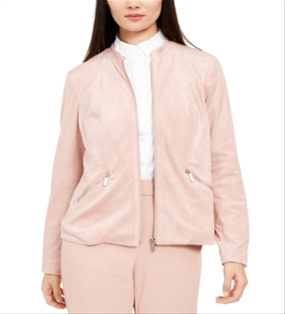 Jaqueta Alfani Feminina de Camurça Sintética Rosa Tamanho P