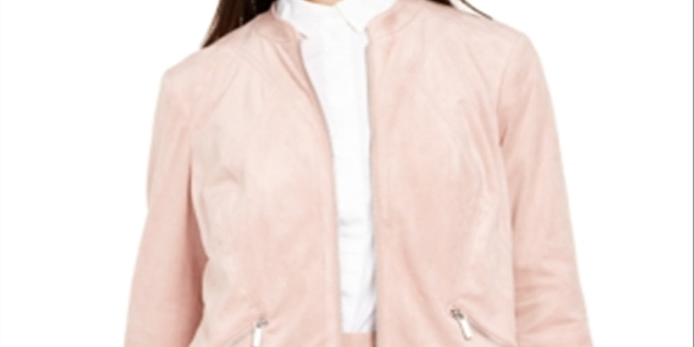 Jaqueta Alfani Feminina de Camurça Sintética Rosa Tamanho P