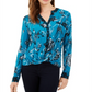 Blusa feminina INC com frente torcida - Pumpkin Blooms Green, tamanho médio