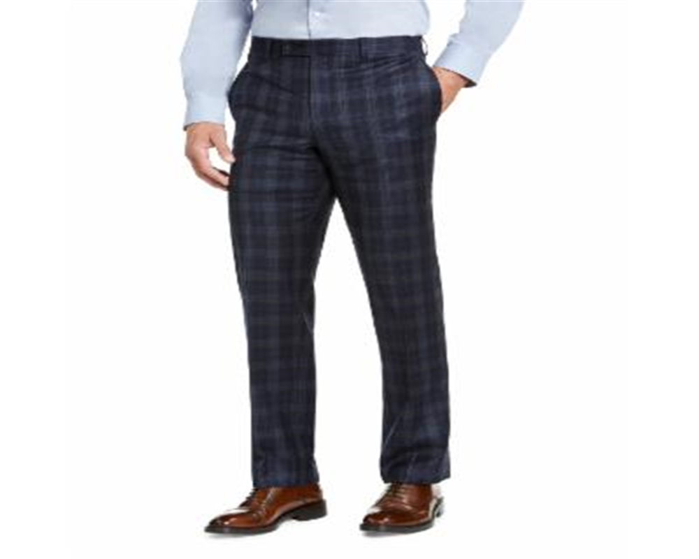 Calça social masculina xadrez elástica Lauren Ralph Lauren, tamanho azul-marinho, 34x34