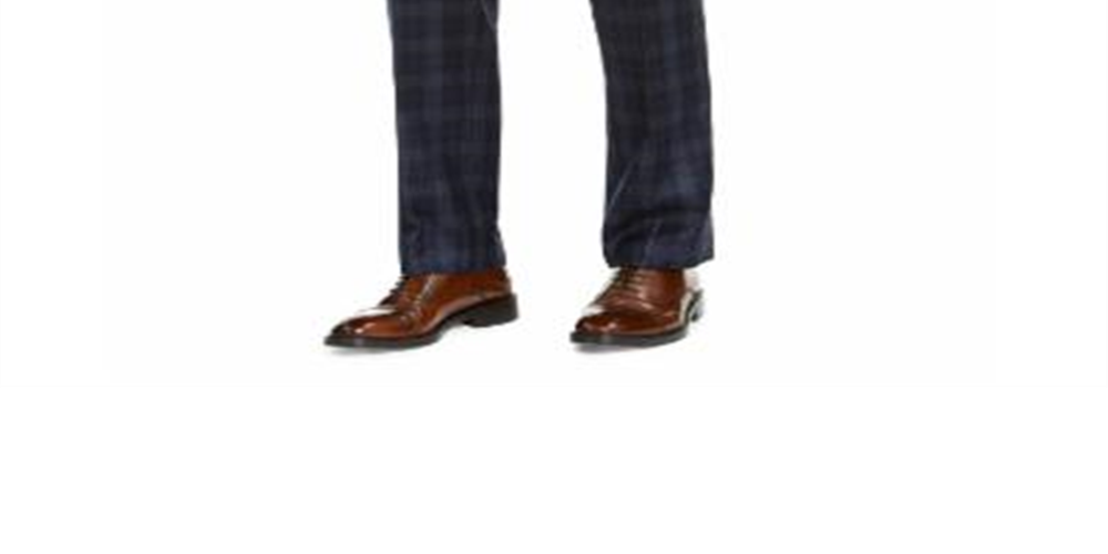 Calça social masculina xadrez elástica Lauren Ralph Lauren, tamanho azul-marinho, 34x34