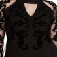 Suéter feminino de veludo flocado com manga de malha, preto, tamanho 4X, da INC International Concepts