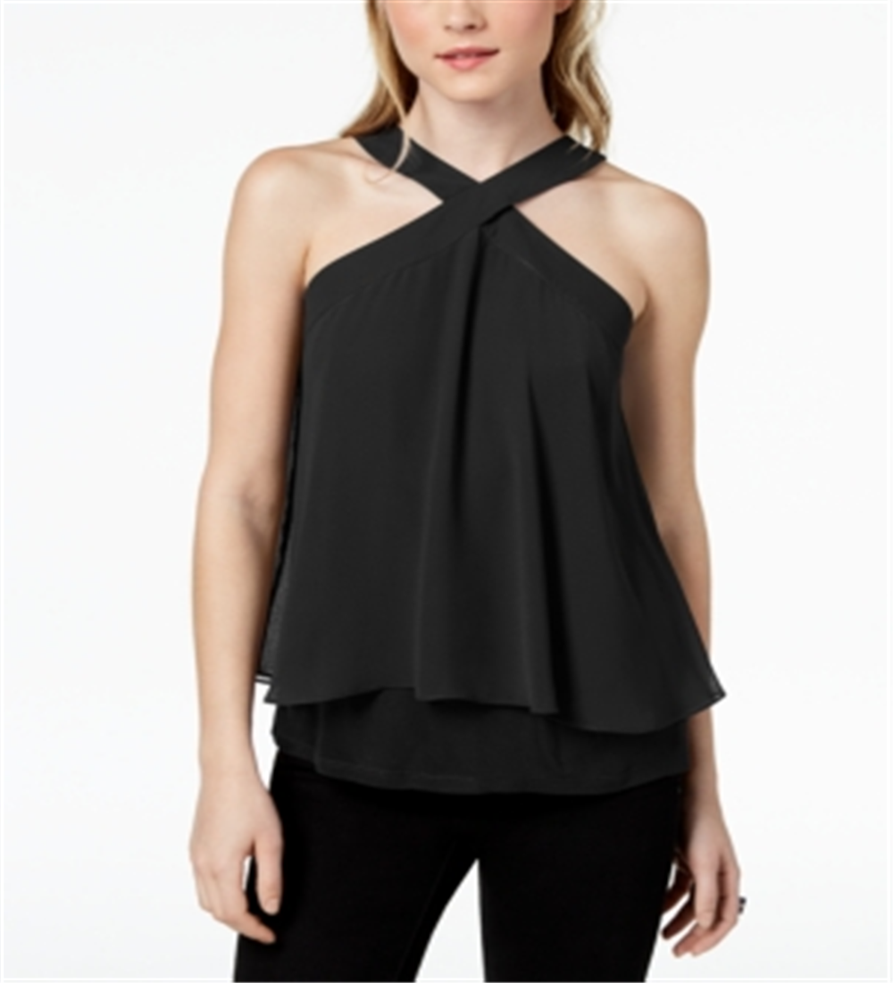 Top Halter Cruzado com Sobreposição Flutter Bar III Feminino Preto Tamanho P