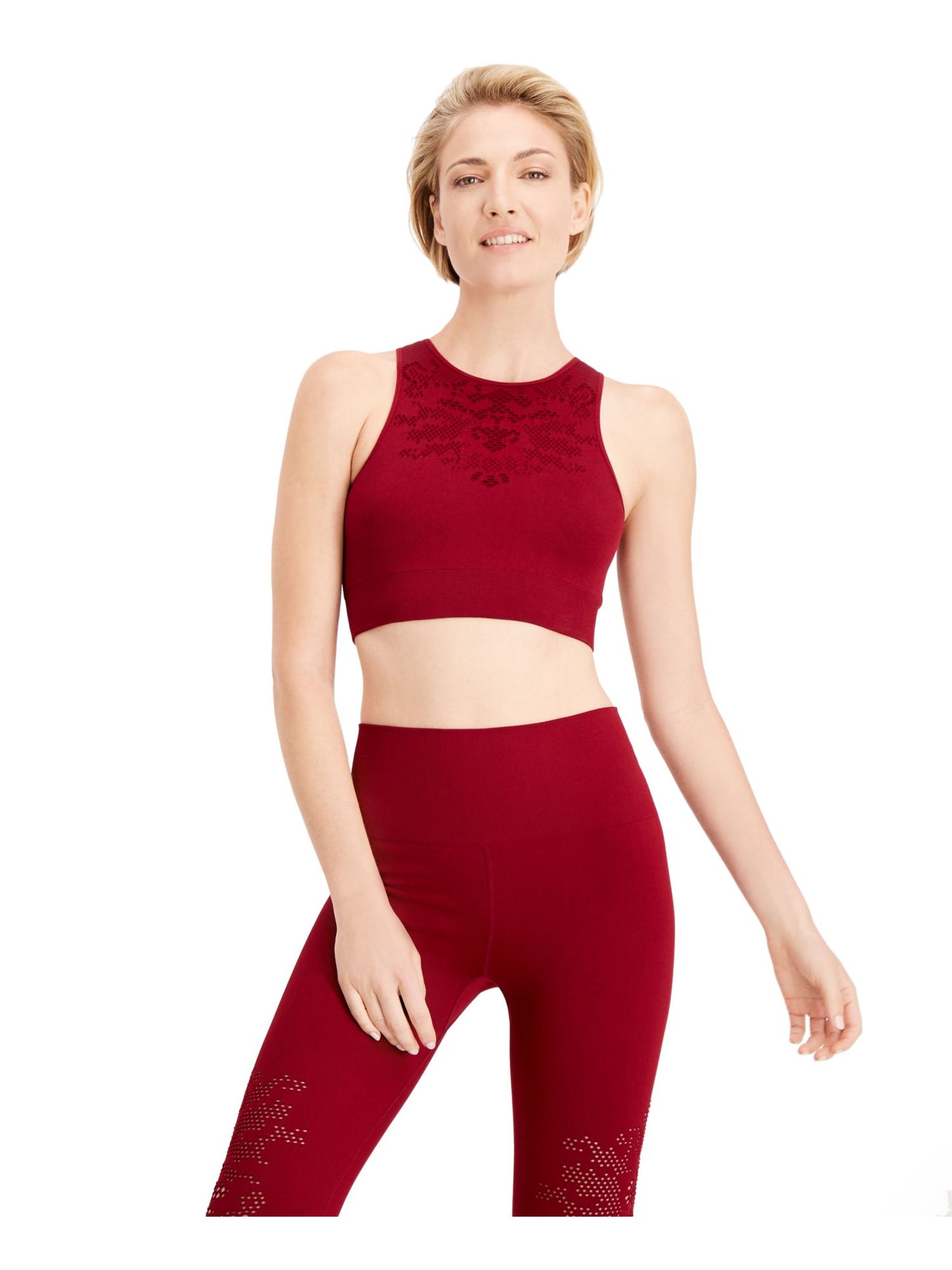 Sutiã esportivo sem costura perfurado Ideology Intimates feminino, tamanho P, cor vinho