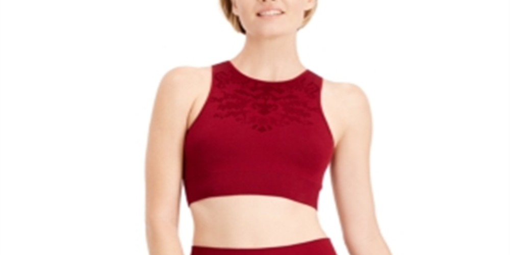 Sutiã esportivo sem costura perfurado Ideology Intimates feminino, tamanho P, cor vinho