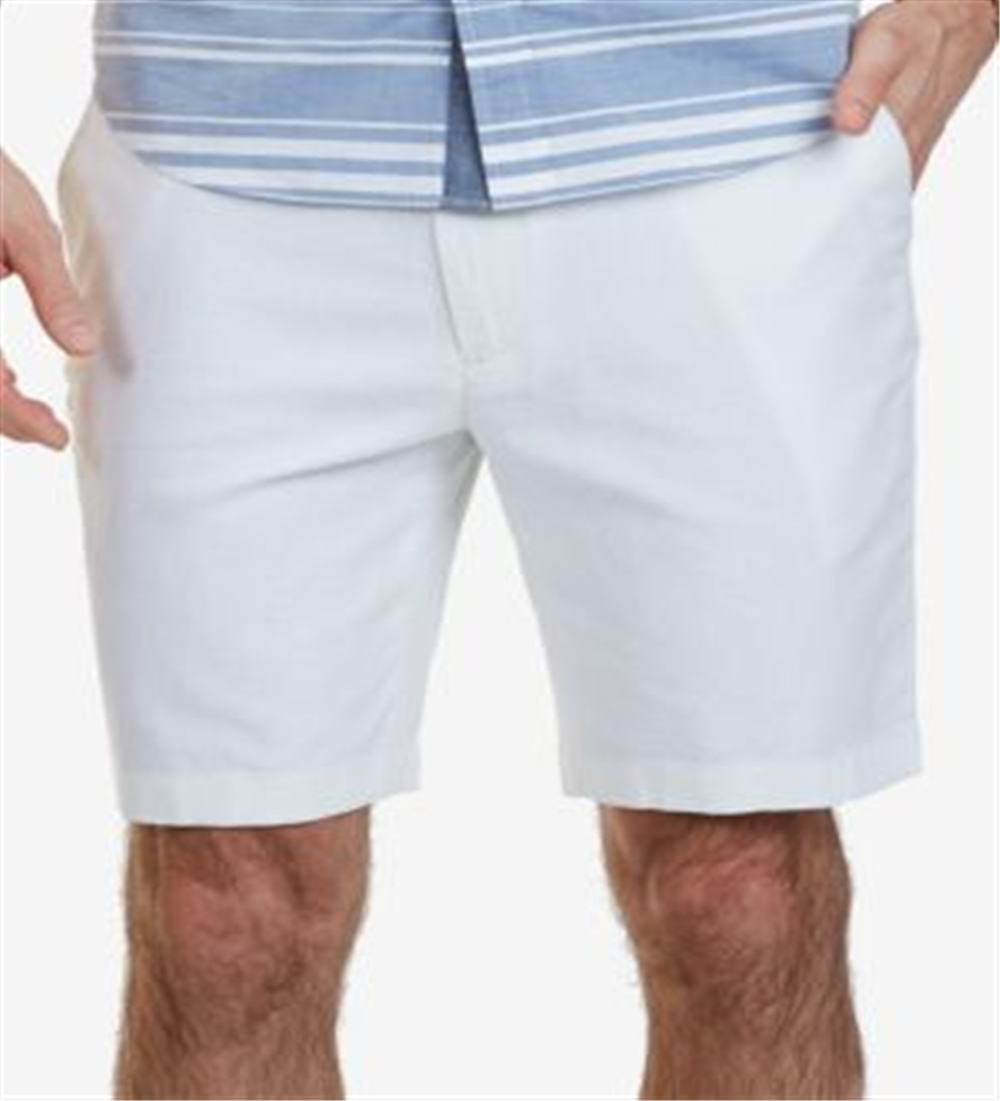 Bermuda masculina Nautica Classic Fit em linho, branca brilhante, tamanho 30W