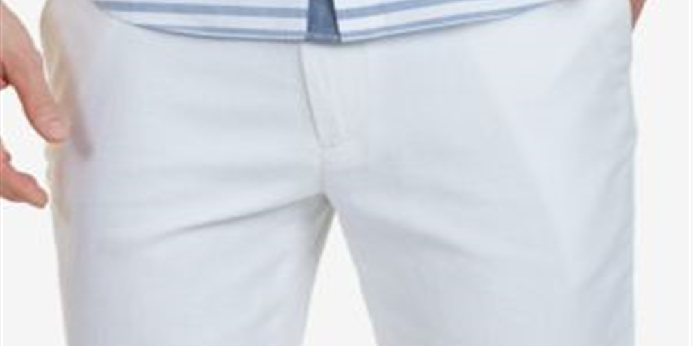 Bermuda masculina Nautica Classic Fit em linho, branca brilhante, tamanho 30W