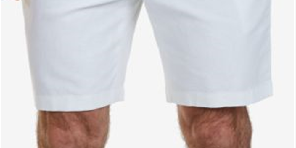 Bermuda masculina Nautica Classic Fit em linho, branca brilhante, tamanho 30W