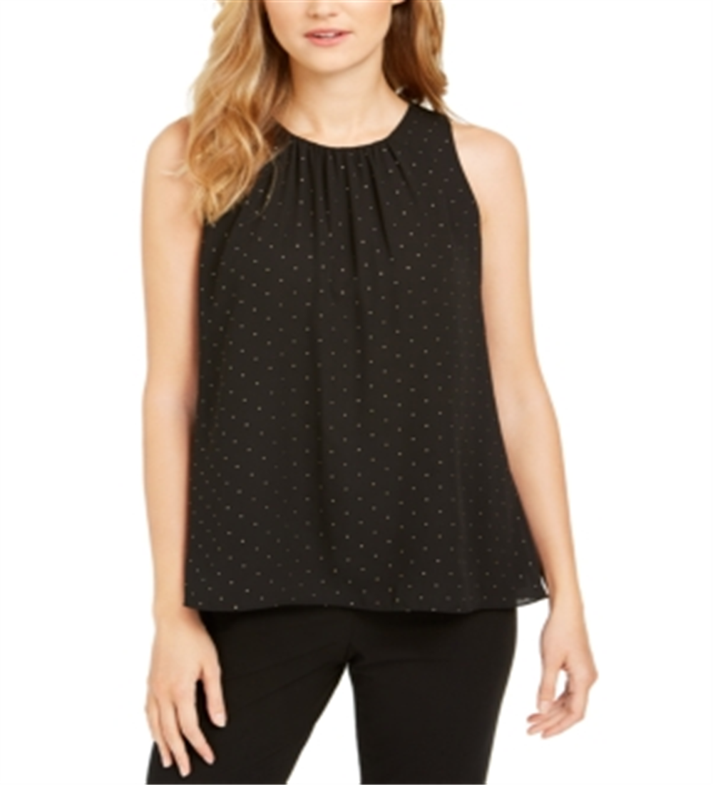Calvin Klein Regata Feminina Franzida com Tachas Preta Tamanho GG