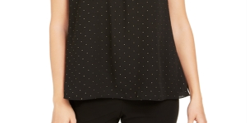 Calvin Klein Regata Feminina Franzida com Tachas Preta Tamanho GG
