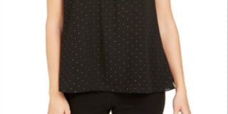 Calvin Klein Regata Feminina Franzida com Tachas Preta Tamanho GG