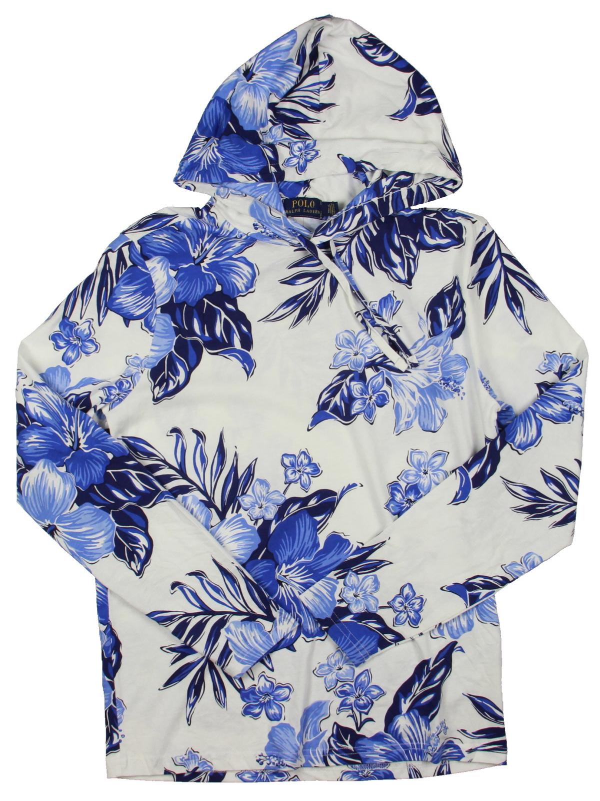 Polo Ralph Lauren Moletom com capuz masculino de algodão com estampa floral azul tamanho XS