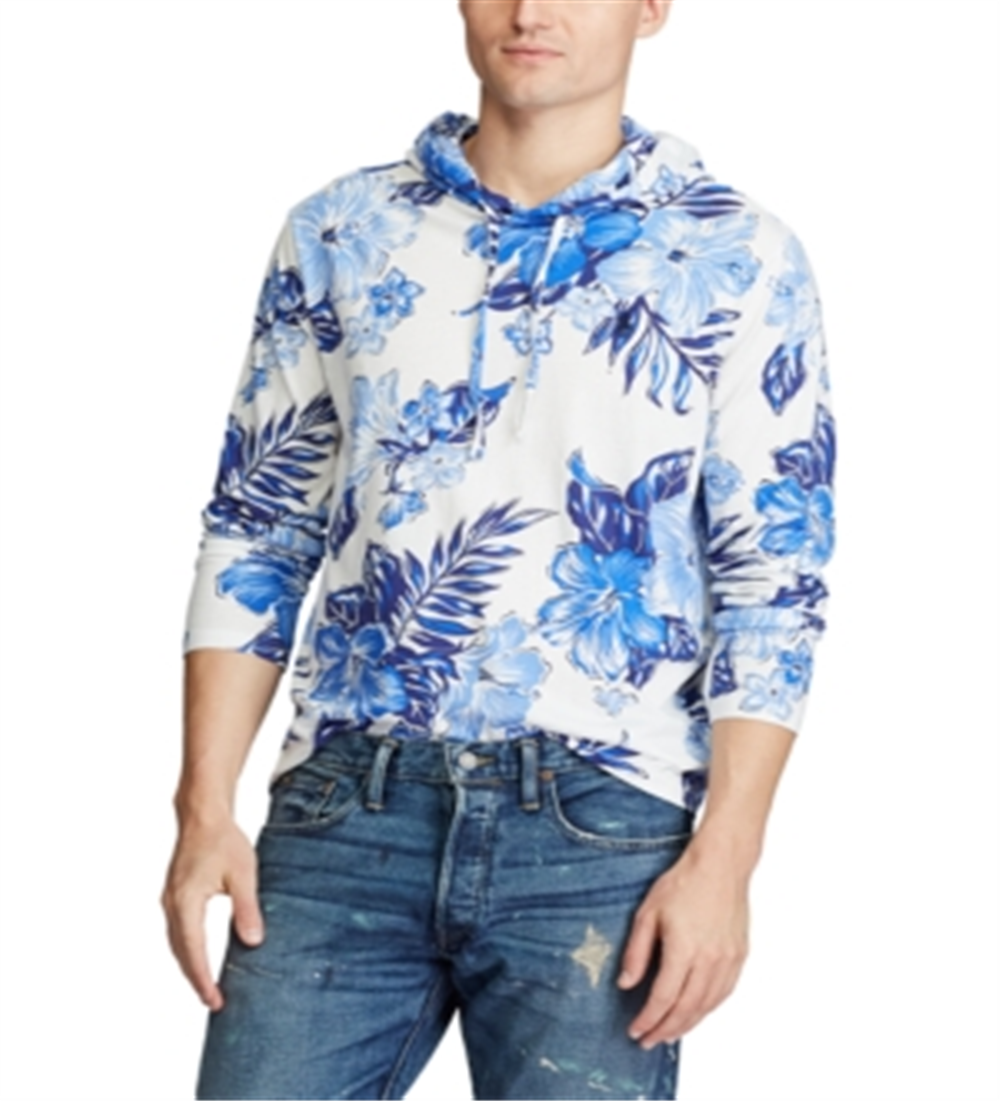 Polo Ralph Lauren Moletom com capuz masculino de algodão com estampa floral azul tamanho XS