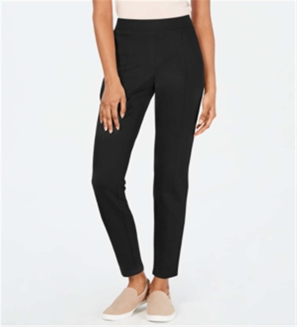 Leggings femininas de malha ponte com costura curva e estilo Style &amp; Co, pretas, tamanho XS