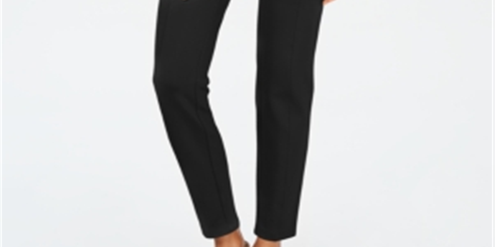 Leggings femininas de malha ponte com costura curva e estilo Style &amp; Co, pretas, tamanho XS