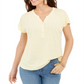 Blusa Henley de linho misto com manga dolman feminina Style &amp; Co, amarela, tamanho M