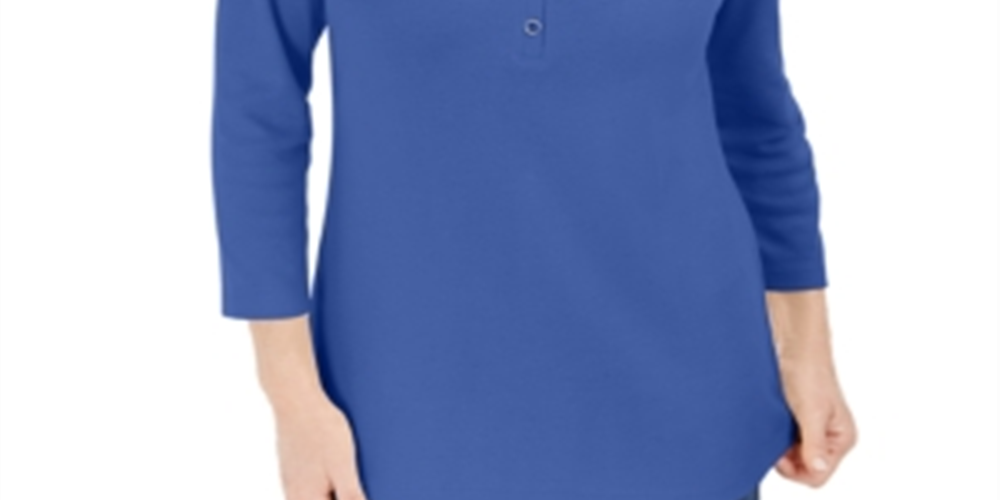 Camisa Henley Manga 3/4 Feminina Karen Scott Azul Tamanho M
