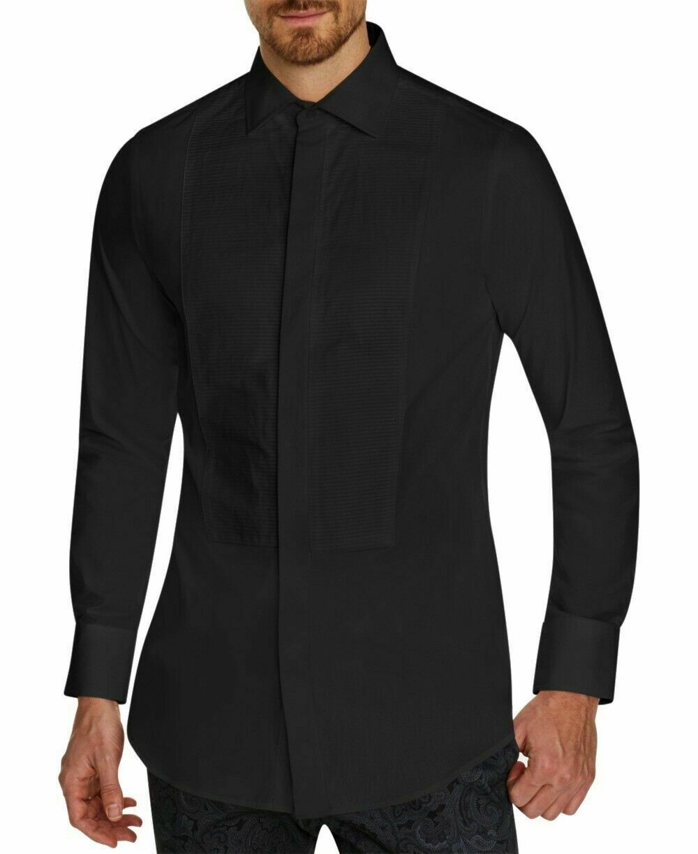 Camisa de smoking elástica slim fit masculina Tallia, preta, tamanho GG