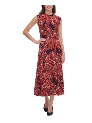 Vestido feminino Tommy Hilfiger estampado em jersey MIDI roxo tamanho 14