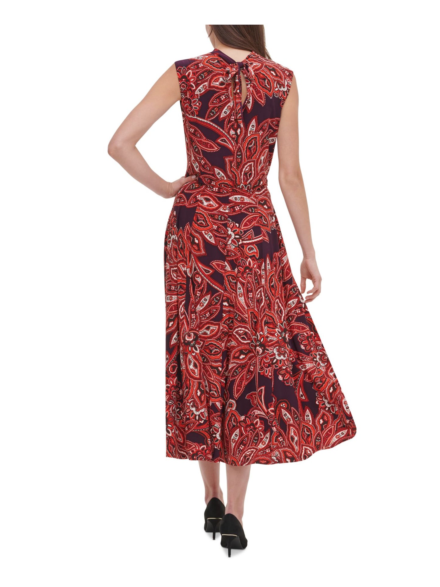 Vestido feminino Tommy Hilfiger estampado em jersey MIDI roxo tamanho 14