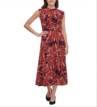 Vestido feminino Tommy Hilfiger estampado em jersey MIDI roxo tamanho 14