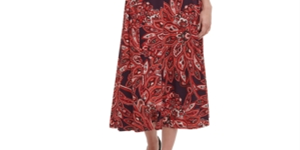 Vestido feminino Tommy Hilfiger estampado em jersey MIDI roxo tamanho 14