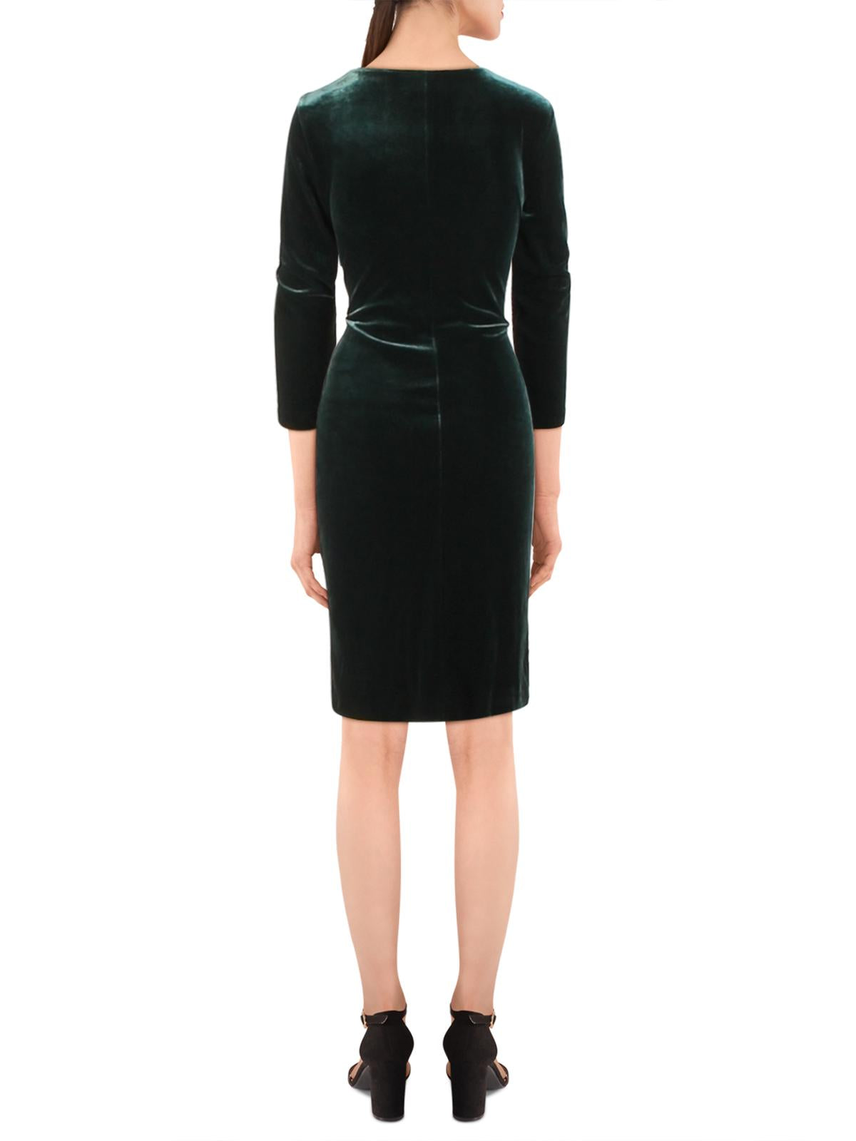Vestido de coquetel feminino Torelana Velvet Faux Wrap da Lauren Ralph Lauren, verde, tamanho 8