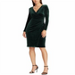 Vestido de coquetel feminino Torelana Velvet Faux Wrap da Lauren Ralph Lauren, verde, tamanho 8