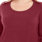 Camiseta feminina Karen Scott, manga comprida mesclada, gola redonda, tamanho top, vermelha, tamanho 1X