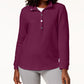 KAREN SCOTT Blusa feminina de manga comprida com fecho frontal e botões, roxa, tamanho XS