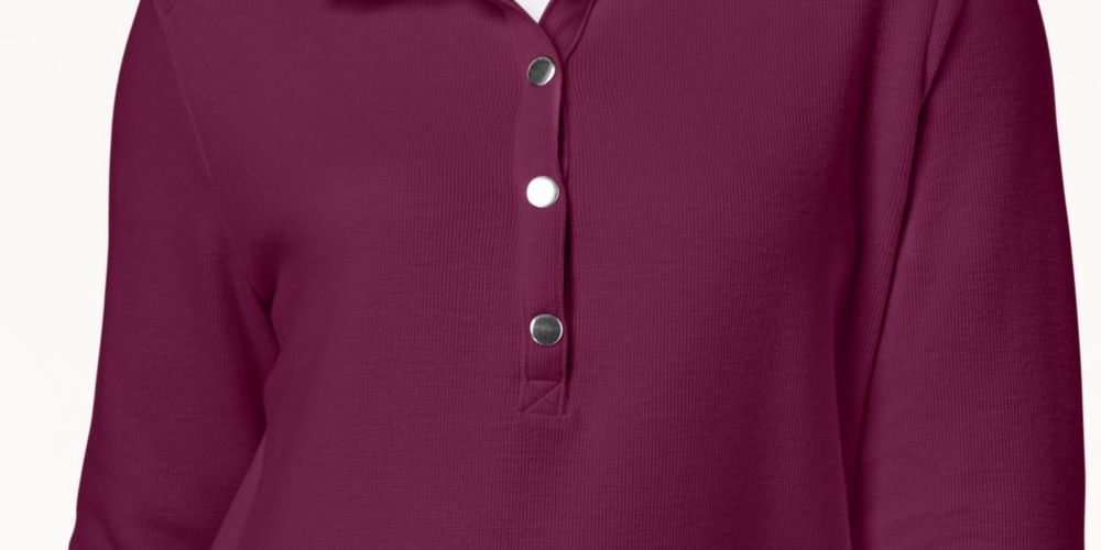 KAREN SCOTT Blusa feminina de manga comprida com fecho frontal e botões, roxa, tamanho XS