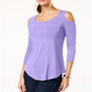 JM Collection Blusa feminina com ombros descobertos, roxa, tamanho extragrande