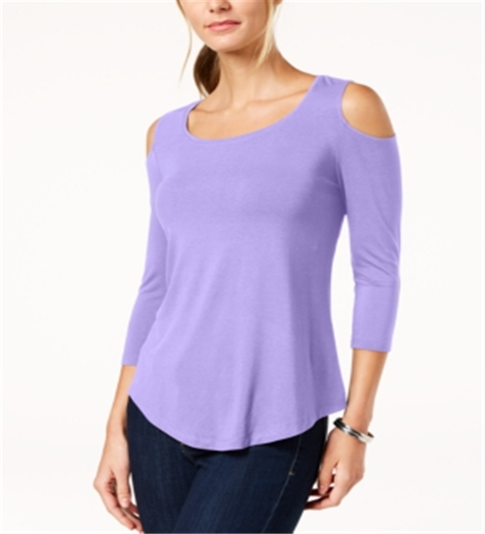 JM Collection Blusa feminina com ombros descobertos, roxa, tamanho extragrande