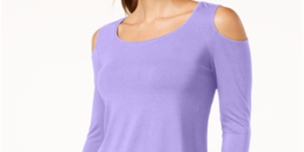 JM Collection Blusa feminina com ombros descobertos, roxa, tamanho extragrande