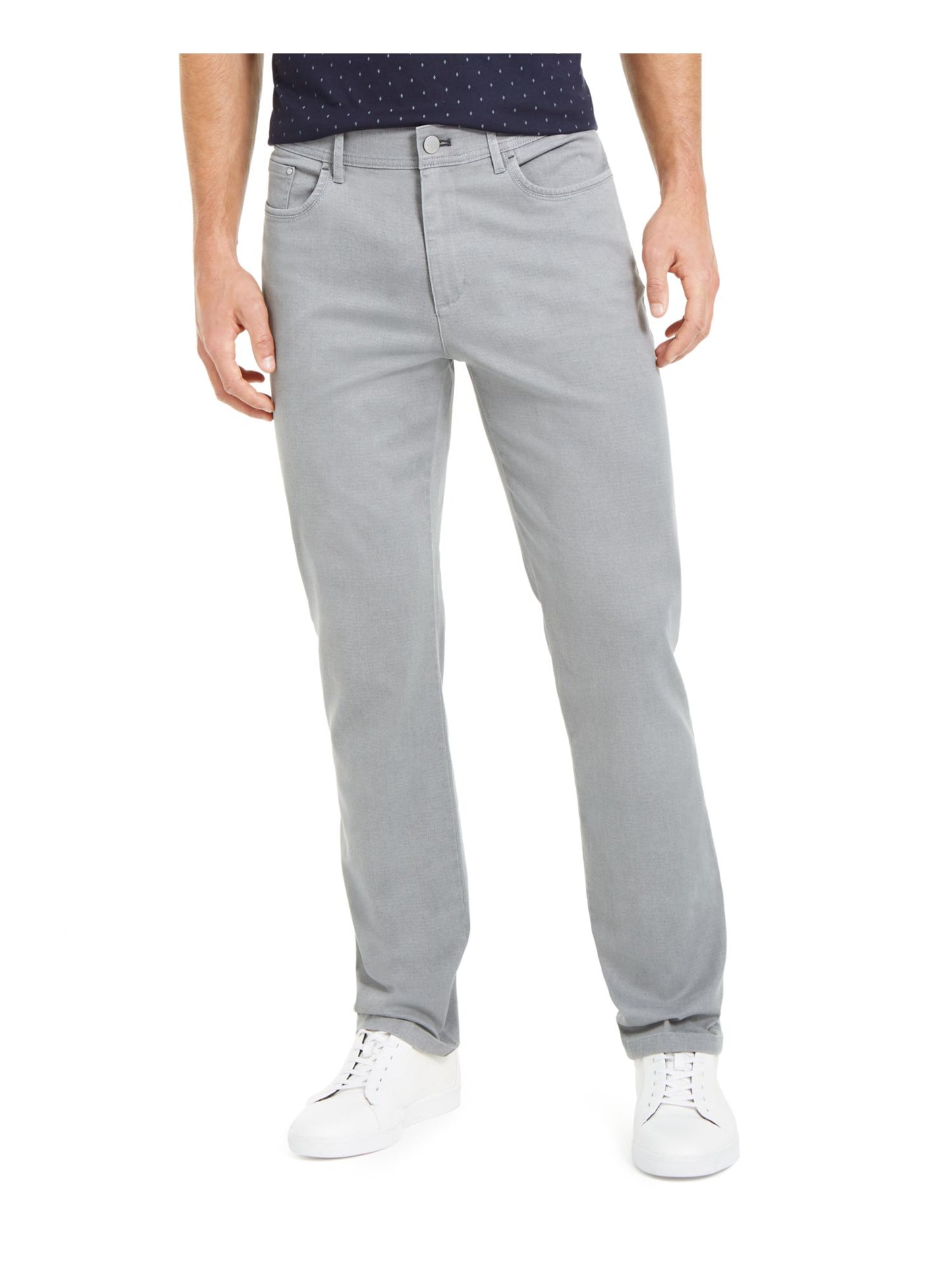 Calça elástica masculina Calvin Klein Slim cinza tamanho 34x34