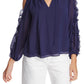 1.STATE Blusa feminina com babados e ombros descobertos, azul, tamanho extragrande