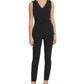 Top DKNY feminino com decote em V e sem mangas, preto, tamanho XL