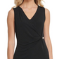 Top DKNY feminino com decote em V e sem mangas, preto, tamanho XL