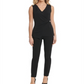 Top DKNY feminino com decote em V e sem mangas, preto, tamanho XL