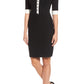 Vestido tubinho feminino Anne Klein manga curta comprimento até o joelho preto tamanho grande